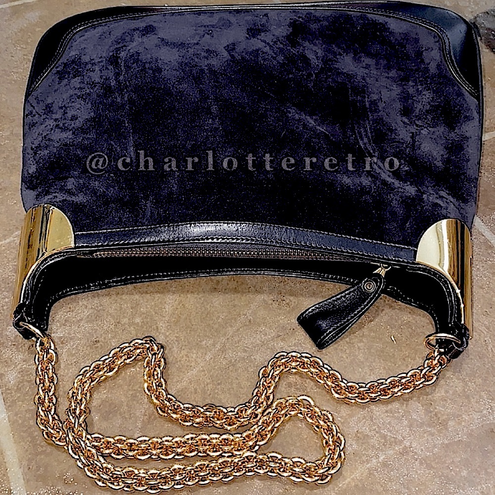 vtg Bettina Suede Bag w Rope Chain Strap • Italy - Picture 10 of 16
